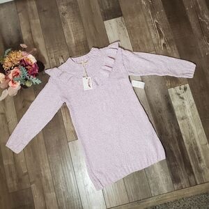 NWT Jessica Simpson Ruffled Lilac Purple Knit Sweater Dress Size Large 10